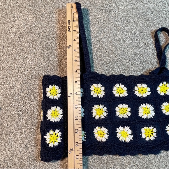 BP Crochet Crop Camisole In Navy Blazer Daisy Size M - Picture 5 of 8